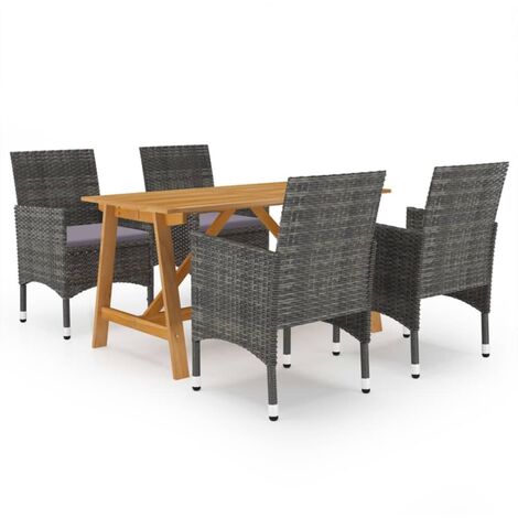 Furniture Limited - Set Mobili da Pranzo per Giardino 5 pz Grigio