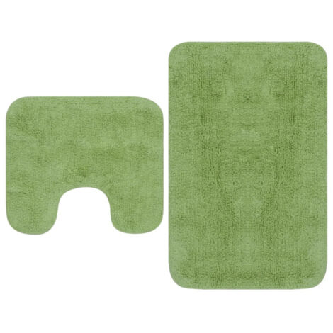 Furniture Limited - Set Tappetini per Bagno 2 pz in Tessuto Verde