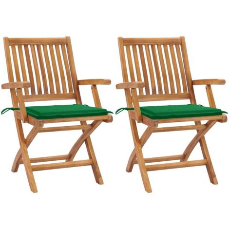 Furniture Limited - Sillas de jardín 2 unidades con cojines verde