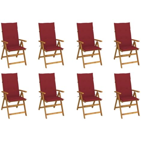 Furniture Limited - Sillas de jardín plegables y cojines 8 uds