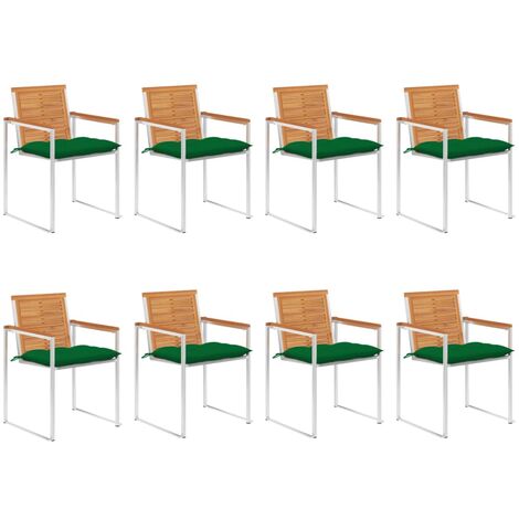 Furniture Limited - Sillas de jardín y cojines 8 unidades madera