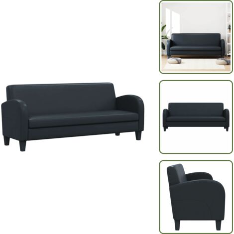 Furniture Limited - Sofá 3 plazas cuero artificial negro