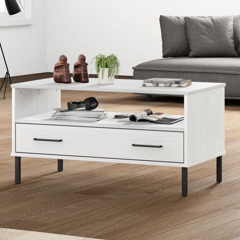Furniture Limited - Table basse avec pieds en métal Blanc 85x50x4