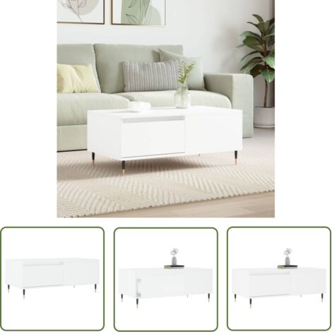 Furniture Limited - Table basse Blanc 90x50x36,5 cm Bois d'ingéni