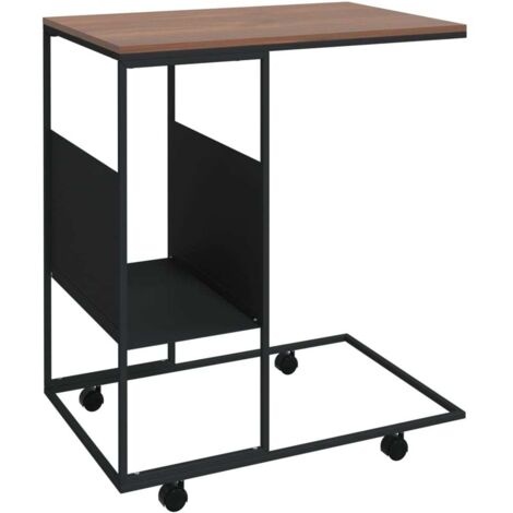 Furniture Limited - Table d'appoint avec roues noir 55x36x63,5 cm