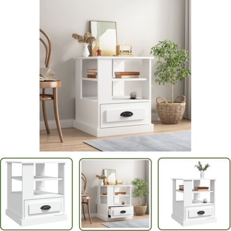 Furniture Limited - Table d'appoint blanc 50x50x60 cm bois d’ingé