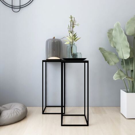 Furniture Limited - Tables d'appoint 2 pcs Noir Acier