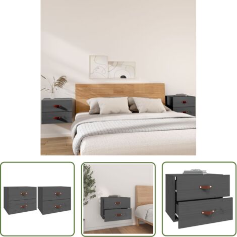 Furniture Limited - Tables de chevet murales 2 pcs Gris 50x36x40