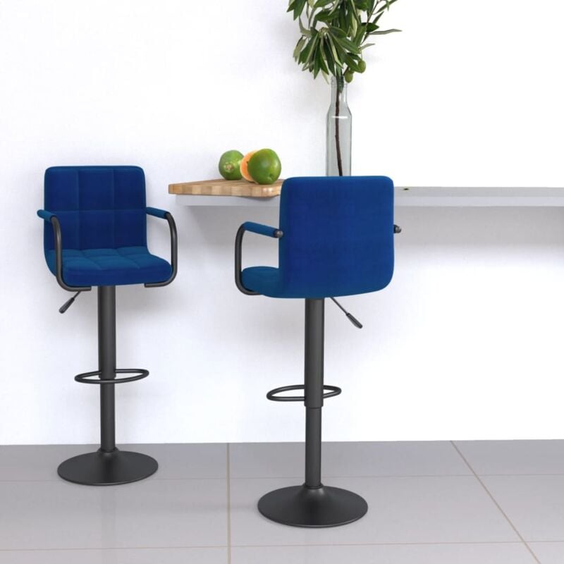 Prolenta Premium - Furniture Limited - Tabourets de bar lot de 2 bleu tissu