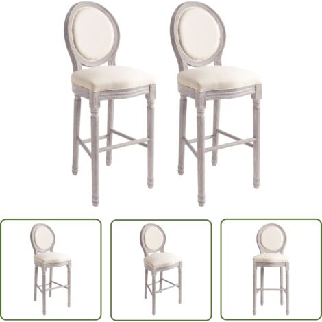 Furniture Limited - Tabourets de bar lot de 2 blanc lin