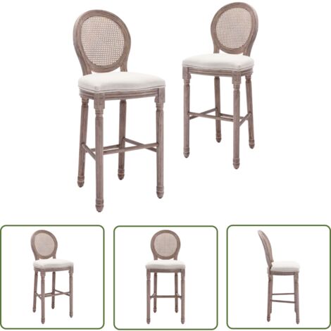 Furniture Limited - Tabourets de bar lot de 2 blanc lin