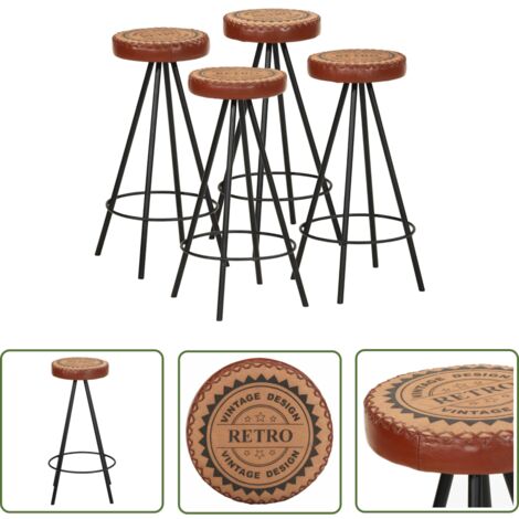 Furniture Limited - Tabourets de bar lot de 4 cuir véritable
