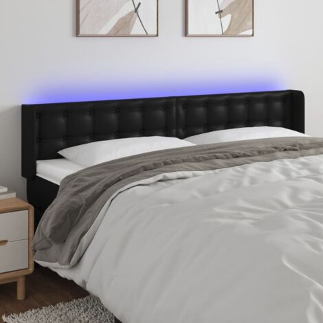 Furniture Limited - Testiera a LED Nera 183x16x78/88 cm in