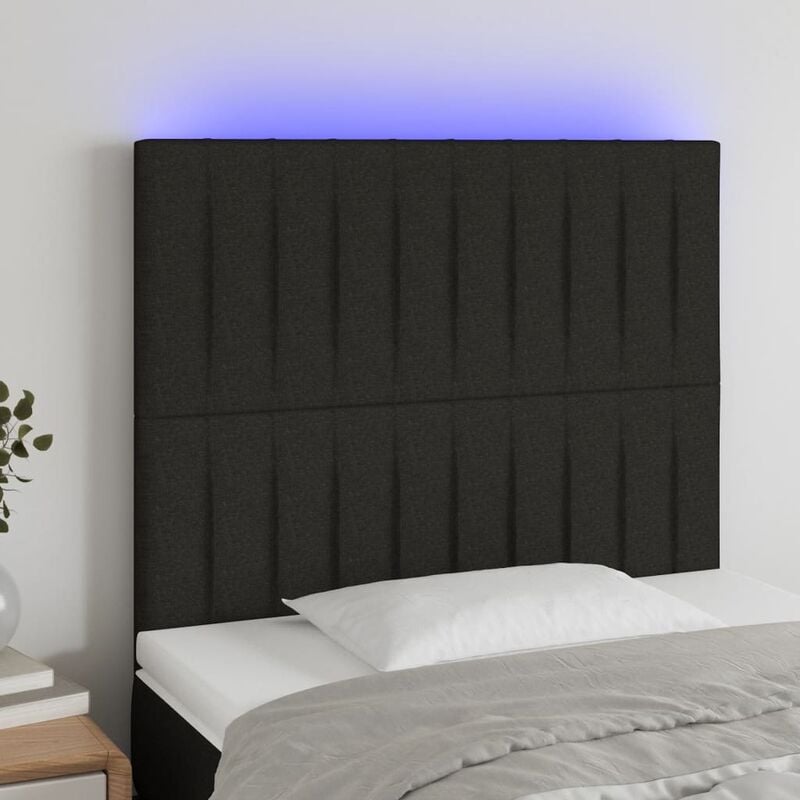 Furniture Limited - Testiera a led nero 90x5x118/128 cm in - Zwart