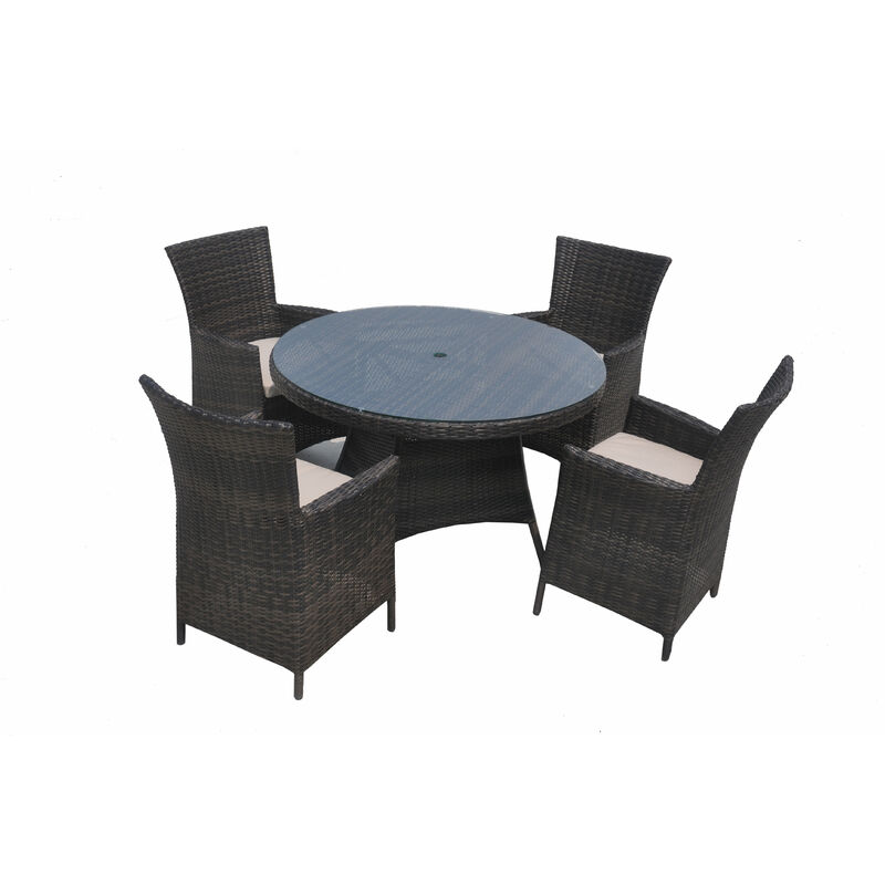 4 Seat Garden Patio Dining Set Fully Assembled - Mix Brown - Mix Brown - Furniture One