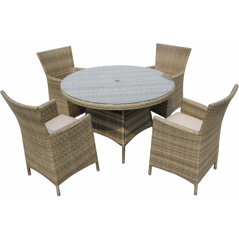 4 Seat Garden Patio Dining Set Fully Assembled - Nature - Natural - Furniture One