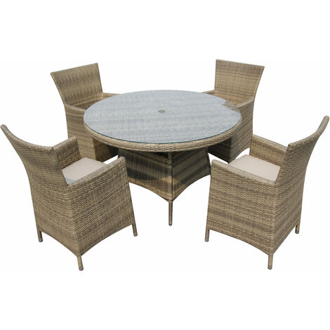 Furniture One 4 Seat Garden Patio Dining Set Fully Assembled - Nature