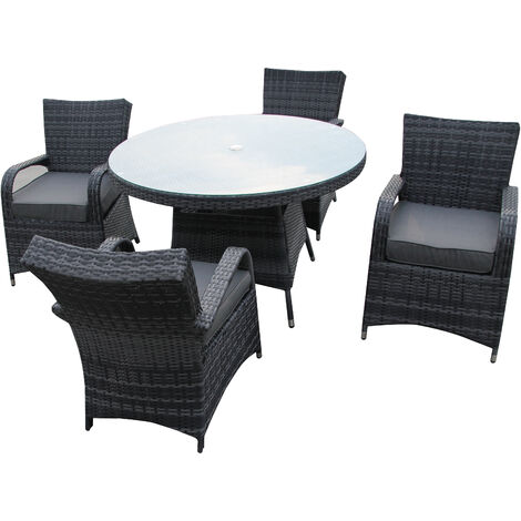 Furniture One 4 Seater Round Garden Table & Chairs Fully Assembled - Grey