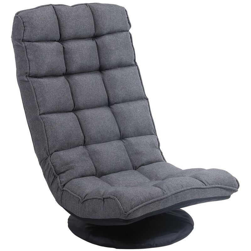 Floor Chair with 360 Degree Backrest 6-Position Adjustable Reading Chair - Grey - Furniture One