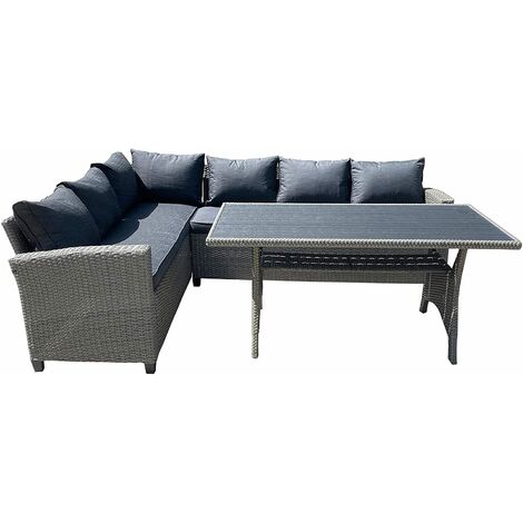 Furniture One Garden Furniture Set Corner Lounge Outdoor Sofa Chair Patio DIning Table - Grey
