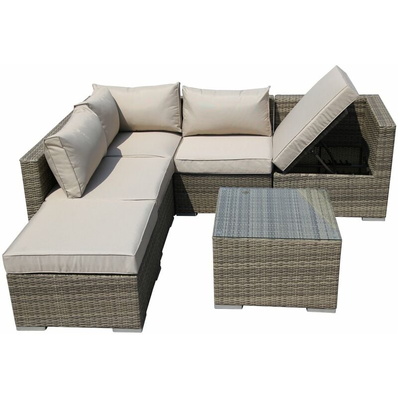 Rattan 5 Seater Modular Outdoor Garden Sofa - Nature - Natural - Furniture One