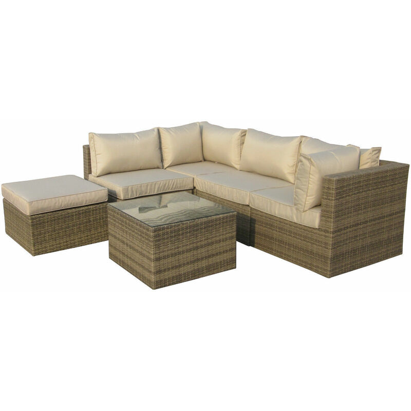 Rattan 6 Piece Modular Outdoor Garden Sofa - Nature - Natural - Furniture One