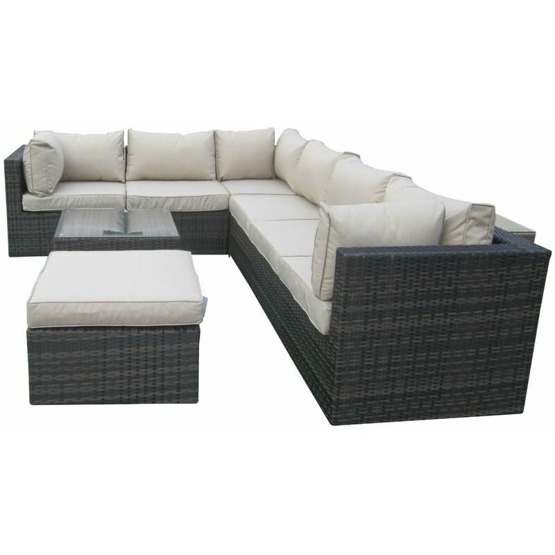 Rattan 7 Seater Modular Outdoor Garden Sofa - Mix Brown - Mix Brown - Furniture One