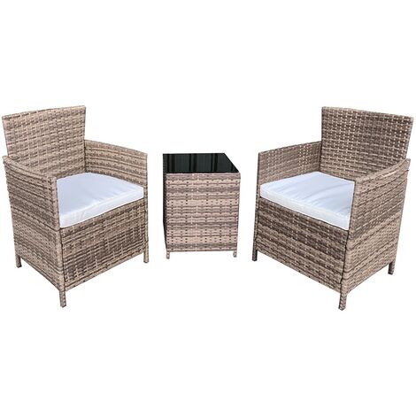 Furniture One Rattan Bistro Set Garden Chair Table Patio Outdoor - Nature