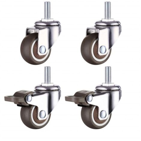 Furniture swivel castors with brake, diameter 38 mm, small wheels, M8 x 20 mm, load capacity 80 kg, YMYNY
