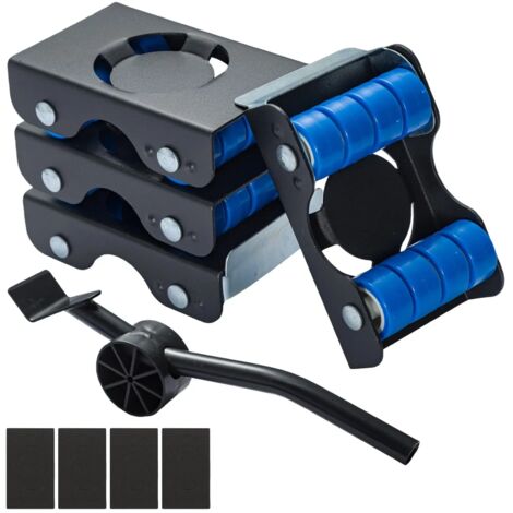 Furniture Transport Roller Set 4 Metal Sliders and Pry Bar Furniture Lift Mover Tool Furniture Sliders for Appliance, Sofa, Bed, Washing Machine Easy Moving