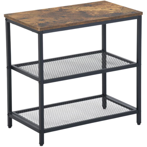 FurnitureR 50 cm Hocker-Aufbewahrungsbank, Aufbewahrungsmöbel mit 3 Regalböden und Nivellierfüßen, Hocker-Bank aus Vintage-MDF für Wohnzimmer, Schlafzimmer, Flur, Küche, Esszimmer, braun, 50x28x48cm