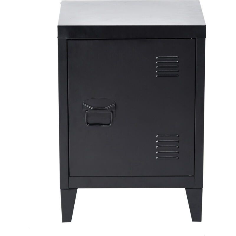 FurnitureR Armoire de rangement de bureau, petit classeur, armoire métallique à portes affleurantes, 2 compartiments, Noir