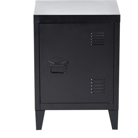 FurnitureR Armoire de rangement de bureau, petit classeur, armoire métallique à portes affleurantes, 2 compartiments, Noir