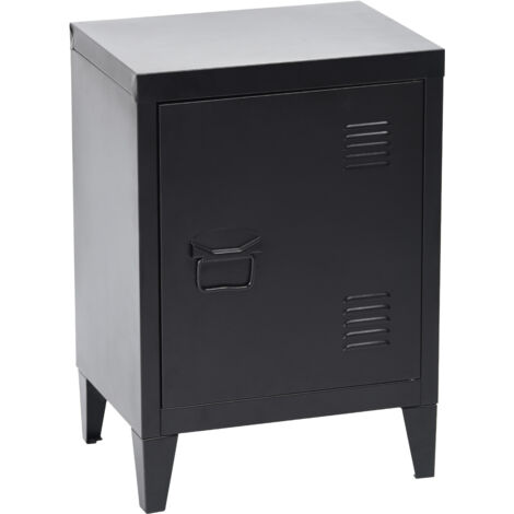 FurnitureR Büro-Aufbewahrungsschrank, kleiner Aktenschrank, Metallschrank mit flächenbündigen Türen, 2 Fächer, Schwarz