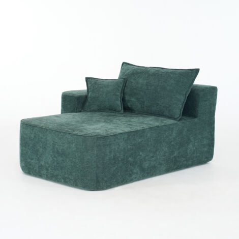 FurnitureR Canapé 2 places tissu chenille canapé salon compact sans montage canapé confortable avec coussins et poche latérale, Vert