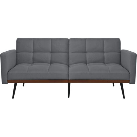 FurnitureR Canapé lit 2 places dossier réglable canapé tissu lin convertible canapé salon multifonction pour petit espace, Gris