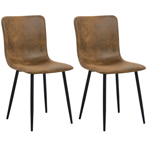 FurnitureR Chaises de salle à manger, chaises de cuisine avec revêtement en simili cuir, dossier carré et pieds en métal noir, chaises rembourrées au design industriel pour salle à manger ou salon, ma