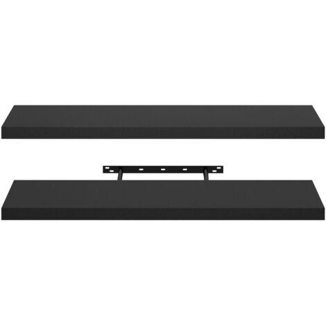 FurnitureR Étagères Murales Flottantes Lot de 2, Étagère Murale Bois Noir 80 cm avec Support Caché, Rangement Mural Décoratif pour Salon Chambre Cuisine