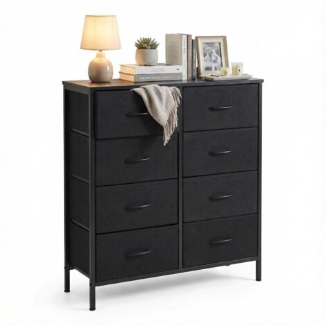 FurnitureR Kommode mit 8 Stoffschubladen, Metallrahmen mit Holzplatte, platzsparender Aufbewahrungsschrank für Schlafzimmer, Wohnzimmer, Flur oder Homeoffice