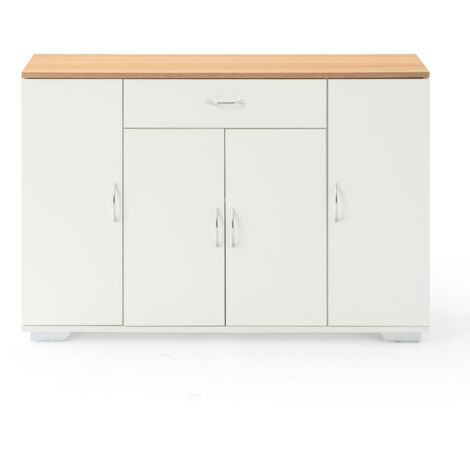 FurnitureR Konsolentisch, MDF-Material, praktischer Stauraum, kompakter Aufbewahrungsschrank für das Wohnzimmer, stilvolle Ergänzung für Zuhause oder Büro, weiß