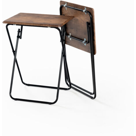 FurnitureR Lot de 2 tables pliantes multifonctions, bureau pour canapé et ordinateur portable, design industriel, structure en MDF et métal, pour les espaces de vie compacts, portables et faciles à ra