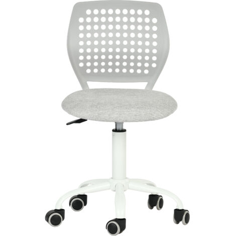 FurnitureR Schreibtischstuhl Höhenverstellbar Drehstuhl mit Rollen Ergonomischer Lernstuhl Atmungsaktive Rückenlehne Gepolsterter Sitz Bürostuhl für Kinder Jugendliche Home Office, Hellgrau