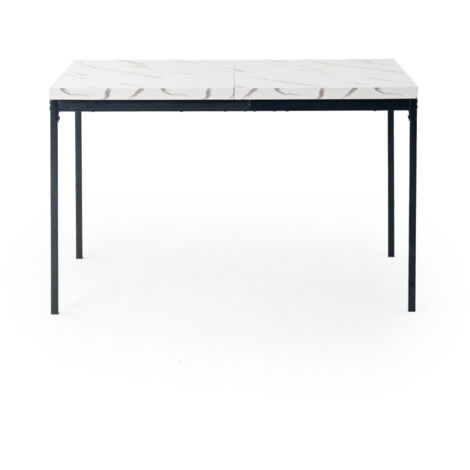 FurnitureR Table à Manger rectangulaire en Bois de avec Pieds en métal Lourd, Convient pour 4 à 6 Personnes dans la Salle à Manger, Les Restaurants et Les Appartements, Effet de placage de marbre, 120