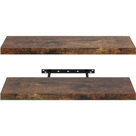 FurnitureR Wandregal 2er Set Vintage Braun 60x20 cm, Schweberegal Holz mit verdeckter Halterung, Wandboard 60 cm für Wohnzimmer Schlafzimmer Küche Büro, Floating Shelf Wandregal für Dekoration