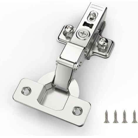Furniware 2 pièces Semi Recouvrante Charnière Porte Placard, angle d'ouverture 110 ° avec ressort hydraulique Charnières d'armoire de cuisine à fermeture douce parfaite, distance du trou 45 mm