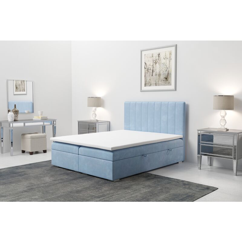 Furnix - Boxspringbett MATHEOS 180x200 cm 2 Bettkasten Doppel-Polsterbett Topper