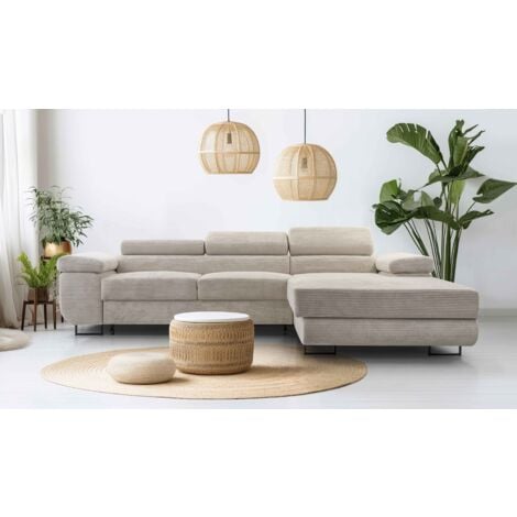 FURNIX Ecksofa NILLONA Mini L-Form Schlaffunktion Bettkasten PSO100 Beige