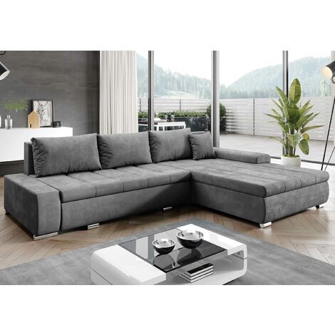 FURNIX Ecksofa TOMMASO Sofa mit Schlaffunktion Bettkasten Kissen Couch L M H84