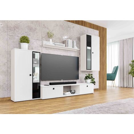 FURNIX Ensemble de Meubles de Salon/Ensemble de Meubles SARAI 4 parties avec LED 240 x 180 x 40,2 cm blanc