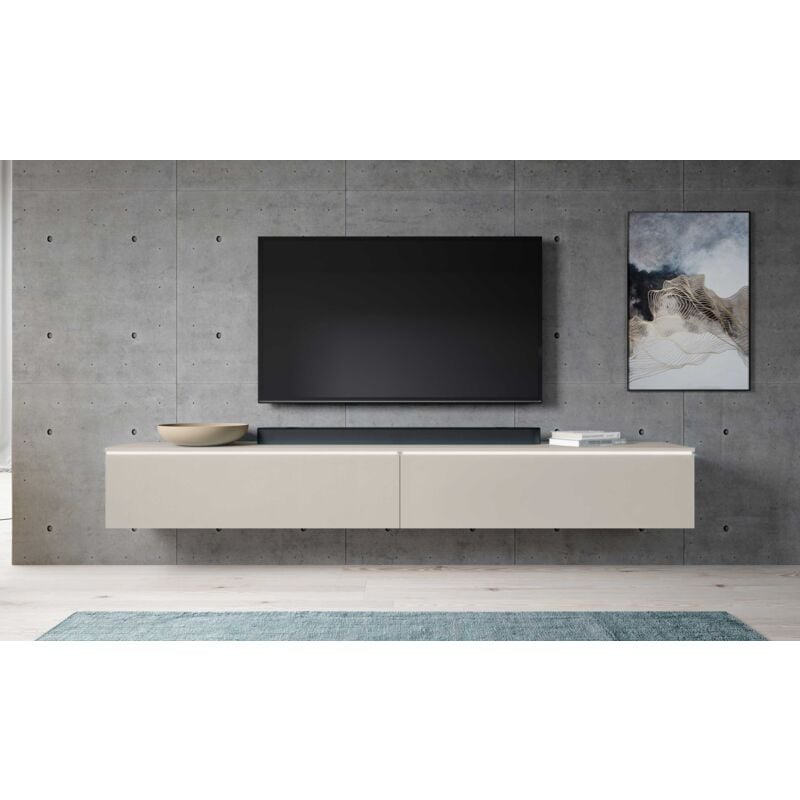Furnix - Lowboard bargo 200 cm (2x100cm) Commode tv sans led beige